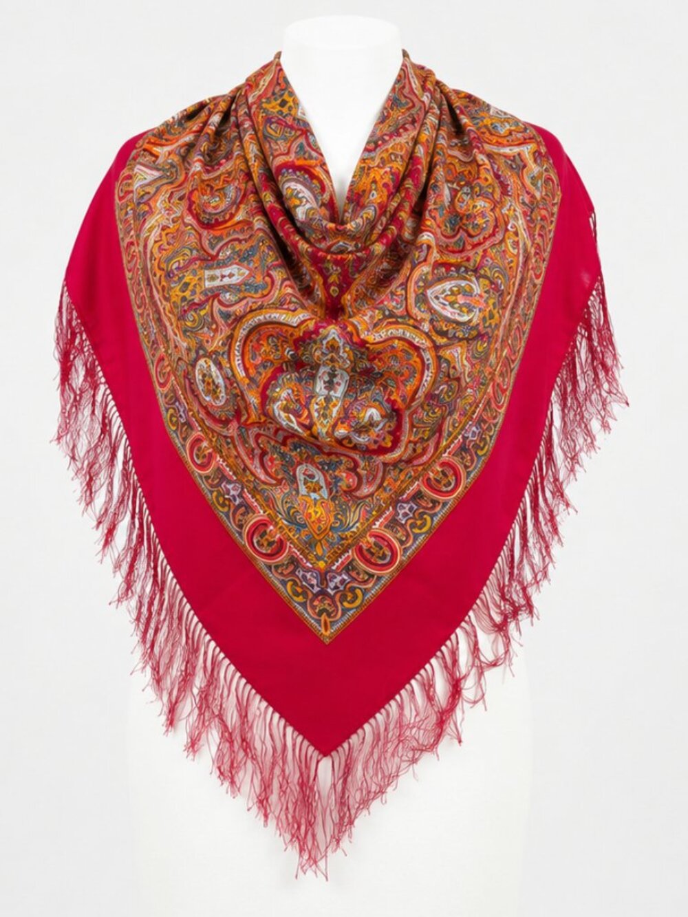 NEW Authentic Pavlovo Posad Merino Wool Shawl 57.5 × 57.5 inches